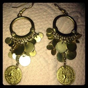 Gold coin earrings